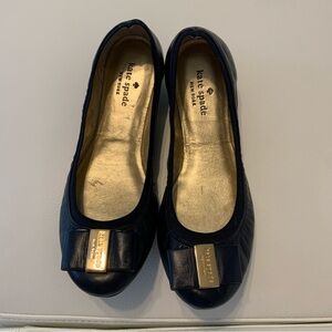 Kate Spade Navy Blue Flats with Gold Accents